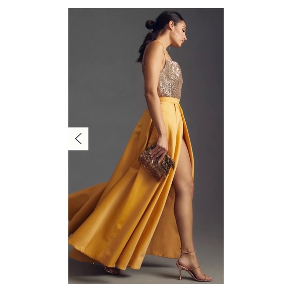 NWOT Anthropologie Nikita Mhaisalkar High Slit Maxi Skirt in Gold Size XSMALL - Picture 5 of 10